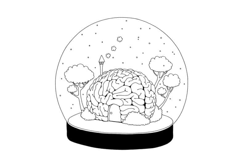 A flourishing brain in a snow globe.