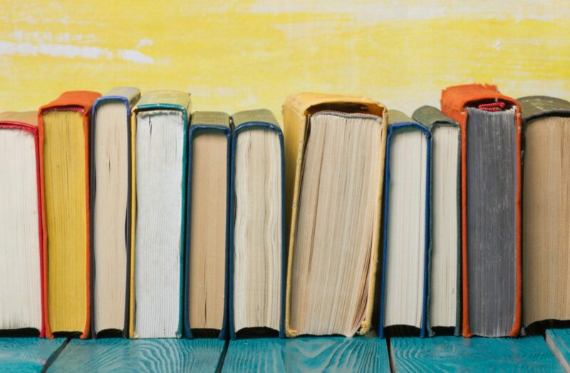 Books on a table.