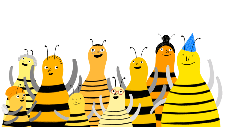Characters of diverse backgrounds and demographics standing together in harmony.