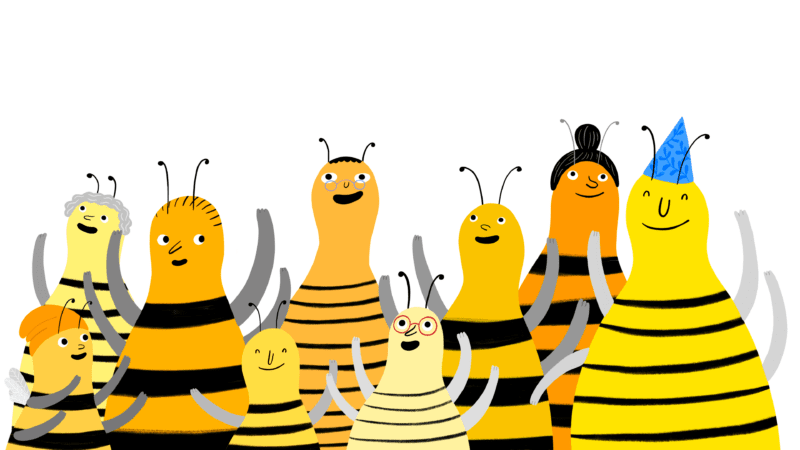 Characters of diverse backgrounds and demographics standing together in harmony.