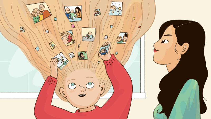 A researcher observes a child losing and keeping hold of some memories.